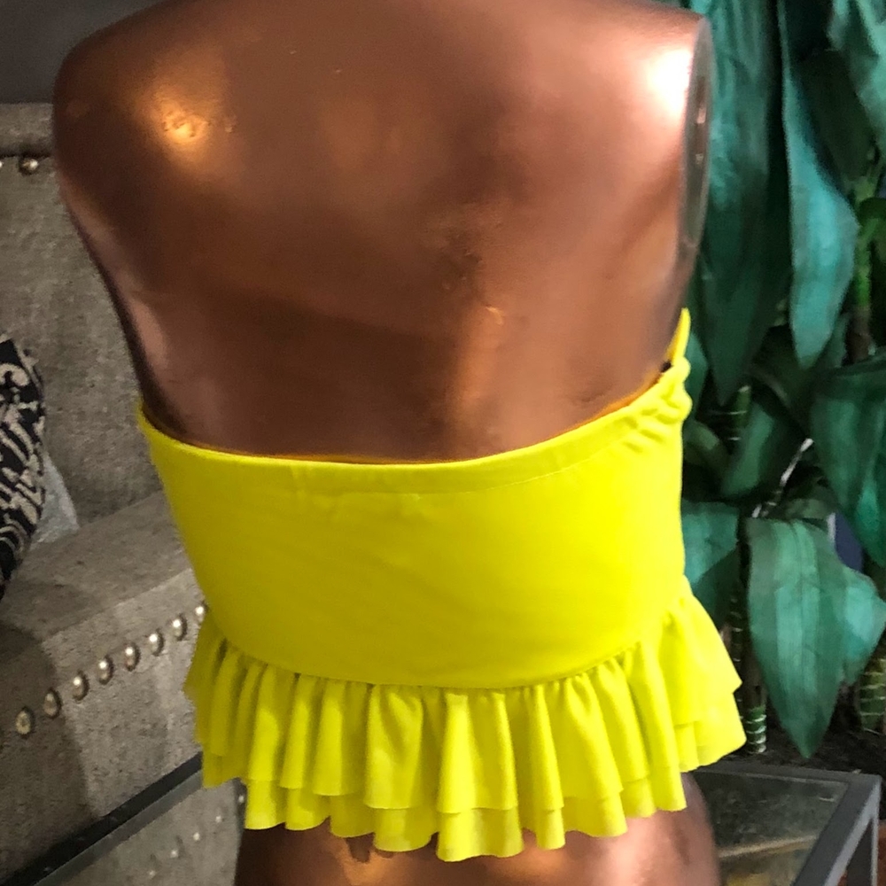 Bright Yellow Strapless Ruffle Top - Picture 7 of 7